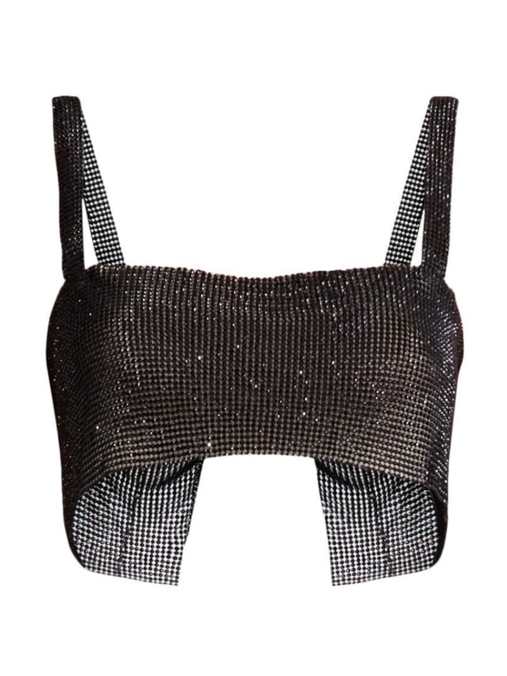 Black Sparkle Rhinestone Crop Tank Top - Women